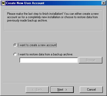 Create New User Account