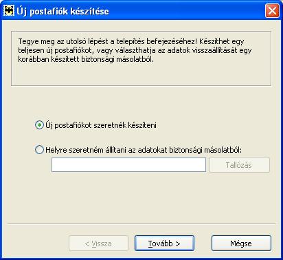 Új postafiók készítése