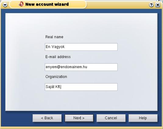 New account wizard