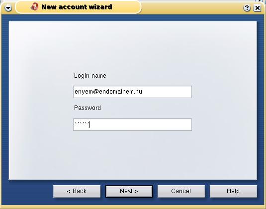 New account wizard