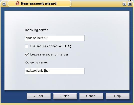 New account wizard